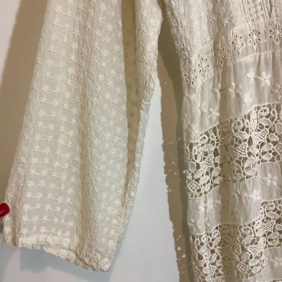 Johnny Was tan long sleeve lacey blouse size small - Picture 5 of 6